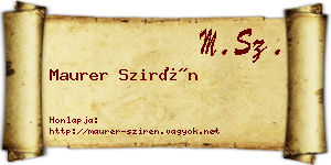 Maurer Szirén névjegykártya